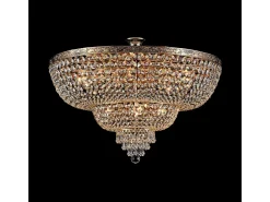 Palace Plafón Semi Empotrado Dorado Antiguo y Cristal, 14 Luces, E27