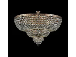 Palace Plafón Semi Empotrado Dorado Antiguo y Cristal, 14 Luces, E27