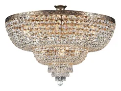 Palace Plafón Semi Empotrado Dorado Antiguo y Cristal, 14 Luces, E27