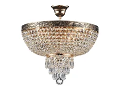 Palace Plafón Semi Empotrado Oro Antiguo & Cristal, 5 Luces, E27