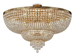 Palace Plafón Semi Empotrado Oro Antiguo & Cristal, 18 Luces, E27