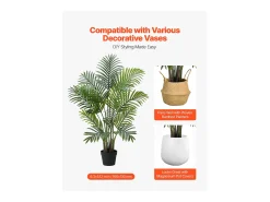 Palmera Artificial Areca SucceBuy, 1,2 m, Planta Artificial Tropical en Maceta Blanca, Lote de 2, Falso Árbol Tropical Palmera Areca, Planta Falsa para Oficina