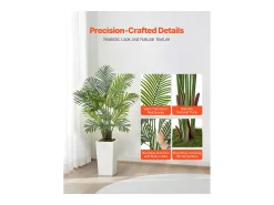 Palmera Artificial Areca SucceBuy, 1,2 m, Planta Artificial Tropical en Maceta Blanca, Lote de 2, Falso Árbol Tropical Palmera Areca, Planta Falsa para Oficina
