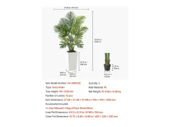 Palmera Artificial Areca SucceBuy, 1,2 m, Planta Artificial Tropical en Maceta Blanca, Lote de 2, Falso Árbol Tropical Palmera Areca, Planta Falsa para Oficina