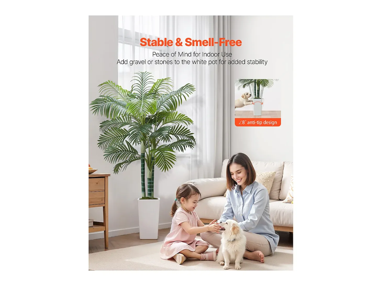 Palmera Artificial Areca SucceBuy, 1,8 m, Planta Artificial Tropical en Maceta Blanca, Falso Árbol Tropical Palmera Areca Tronco Grueso,para Decoración