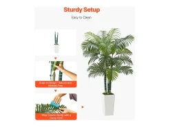 Palmera Artificial Areca SucceBuy, 1,8 m, Planta Artificial Tropical en Maceta Blanca, Falso Árbol Tropical Palmera Areca Tronco Grueso,para Decoración