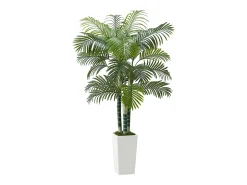 Palmera Artificial Areca SucceBuy, 1,8 m, Planta Artificial Tropical en Maceta Blanca, Falso Árbol Tropical Palmera Areca Tronco Grueso,para Decoración