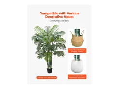 Palmera Artificial Areca SucceBuy, 1,8 m, Planta Artificial Tropical en Maceta Blanca, Falso Árbol Tropical Palmera Areca Tronco Grueso,para Decoración