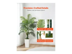 Palmera Artificial Areca SucceBuy, 1,5 m, Planta Artificial Tropical en Maceta Blanca, Falso Árbol Tropical Palmera Areca Tronco Grueso, Planta Falsa para Oficina