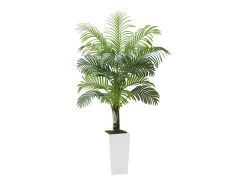 Palmera Artificial Areca SucceBuy, 1,5 m, Planta Artificial Tropical en Maceta Blanca, Falso Árbol Tropical Palmera Areca Tronco Grueso, Planta Falsa para Oficina