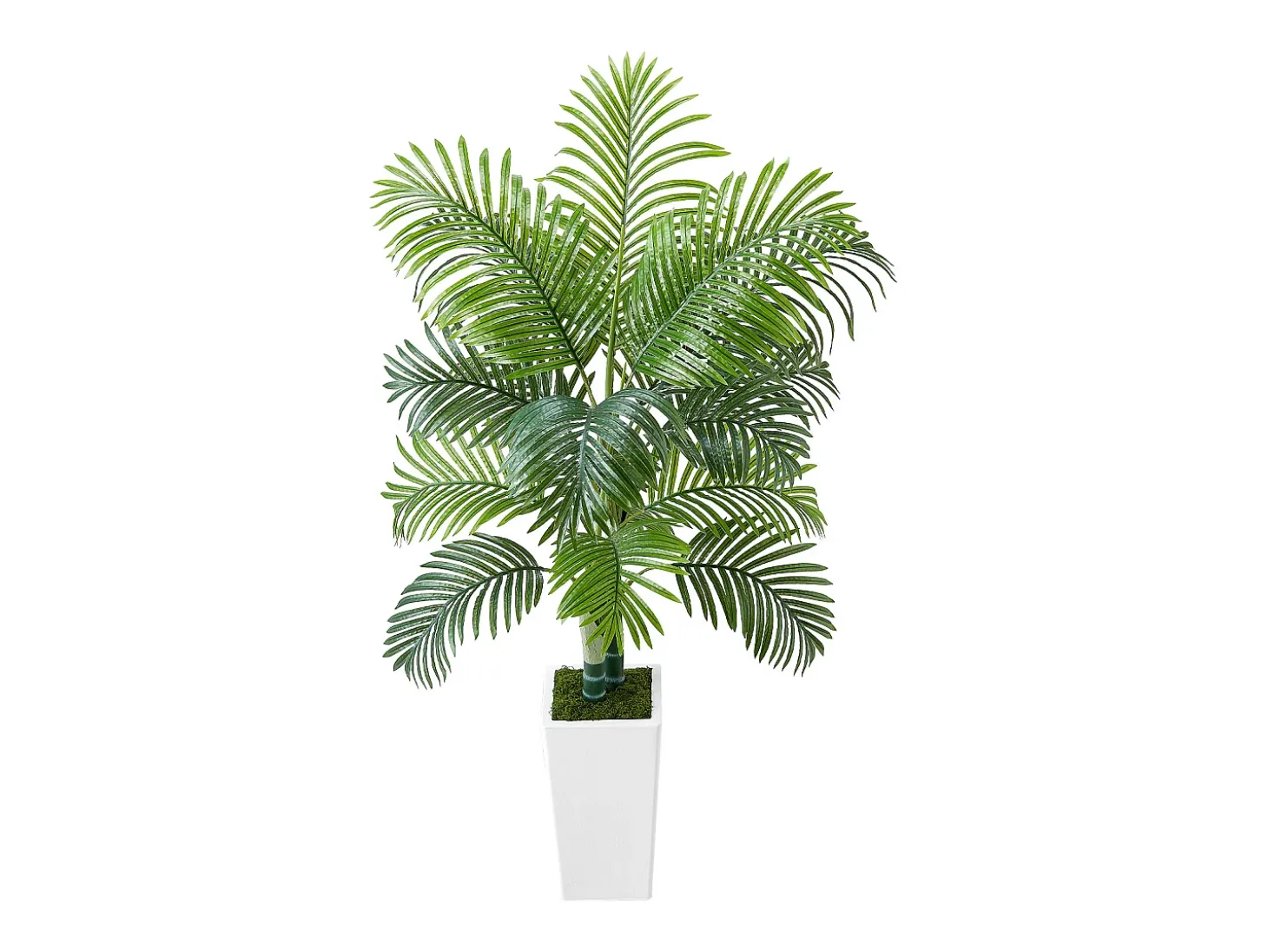 Palmera Artificial Areca SucceBuy, 1,5 m, Planta Artificial Tropical en Maceta Blanca, Falso Árbol Tropical Palmera Areca Tronco Grueso, Planta Falsa para Oficina