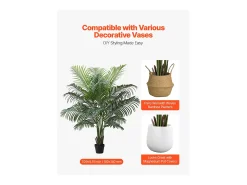 Palmera Artificial Areca SucceBuy, 1,8 m, Planta Artificial Tropical en Maceta Blanca, Falso Árbol Tropical Palmera Areca, Planta Falsa para Salón