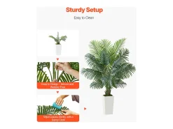 Palmera Artificial Areca SucceBuy, 1,8 m, Planta Artificial Tropical en Maceta Blanca, Falso Árbol Tropical Palmera Areca, Planta Falsa para Salón