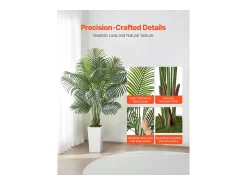 Palmera Artificial Areca SucceBuy, 1,8 m, Planta Artificial Tropical en Maceta Blanca, Falso Árbol Tropical Palmera Areca, Planta Falsa para Salón