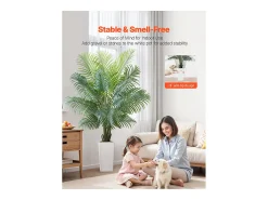 Palmera Artificial Areca SucceBuy, 1,8 m, Planta Artificial Tropical en Maceta Blanca, Falso Árbol Tropical Palmera Areca, Planta Falsa para Salón