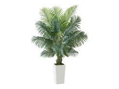 Palmera Artificial Areca SucceBuy, 1,8 m, Planta Artificial Tropical en Maceta Blanca, Falso Árbol Tropical Palmera Areca, Planta Falsa para Salón