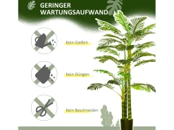 Palmera artificial de 190 cm, planta decorativa de plástico, con maceta, para salón, dormitorio y oficina, color verde (19,5 x 19,5 x 190 cm)