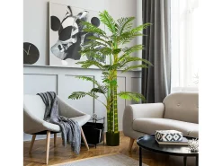 Palmera artificial de 190 cm, planta decorativa de plástico, con maceta, para salón, dormitorio y oficina, color verde (19,5 x 19,5 x 190 cm)