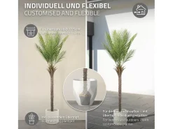 Palmera artificial ML-Design de 180 cm, planta artificial grande, palmera tropical artificial, planta artificial, planta falsa decorativa
