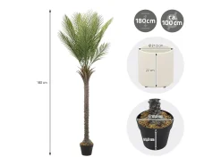 Palmera artificial ML-Design de 180 cm, planta artificial grande, palmera tropical artificial, planta artificial, planta falsa decorativa