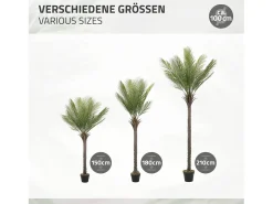 Palmera artificial ML-Design de 180 cm, planta artificial grande, palmera tropical artificial, planta artificial, planta falsa decorativa