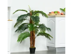 Palmera artificial realista, de plástico, verde, con maceta de plástico (16x16x120 cm)