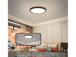Panel LED NETTLIFE, lámpara de techo redonda negra plana, iluminación de techo IP44 LED blanco neutro