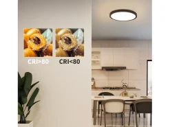 Panel LED NETTLIFE, lámpara de techo redonda negra plana, iluminación de techo IP44 LED blanco neutro