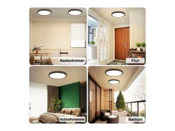 Panel LED NETTLIFE, lámpara de techo redonda negra plana, iluminación de techo IP44 LED blanco neutro