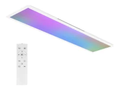 Panel LED NETTLIFE 120x30, luz de techo regulable, largo, retroiluminación RGB, cambio de color plana con control remoto, 36 W