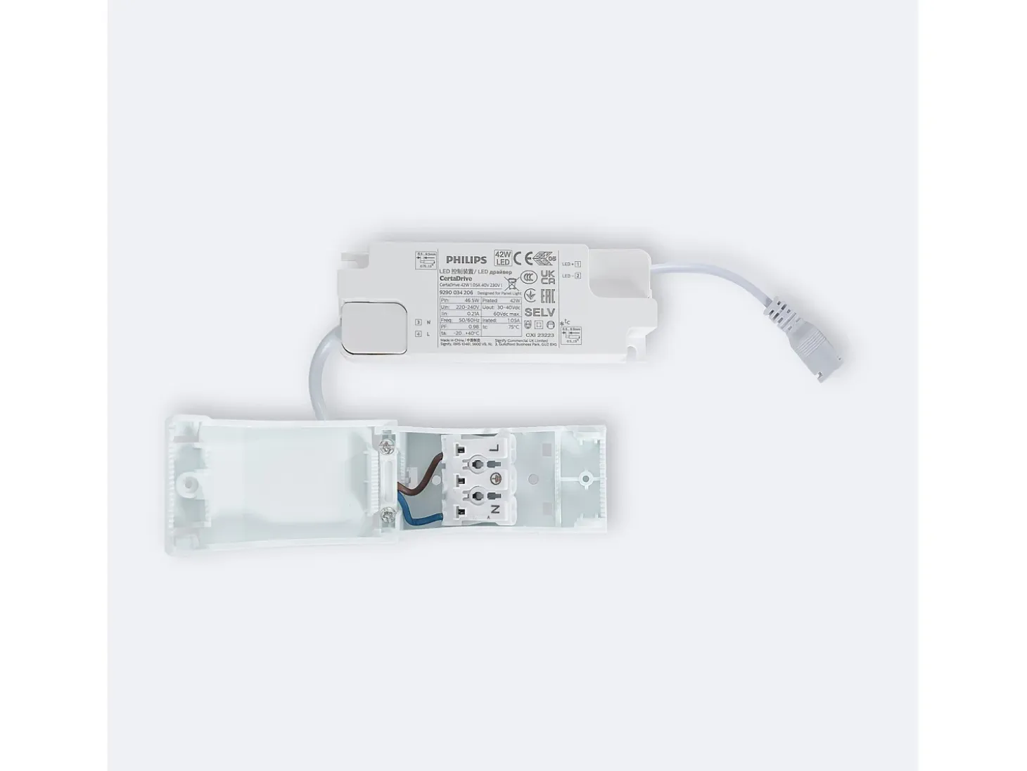 Panel LED 60x60 cm 40W 4000lm con Caja de Conexiones Rápidas y Cable de Seguridad 6000K PHILIPS Certadrive Individual Blanco Frío