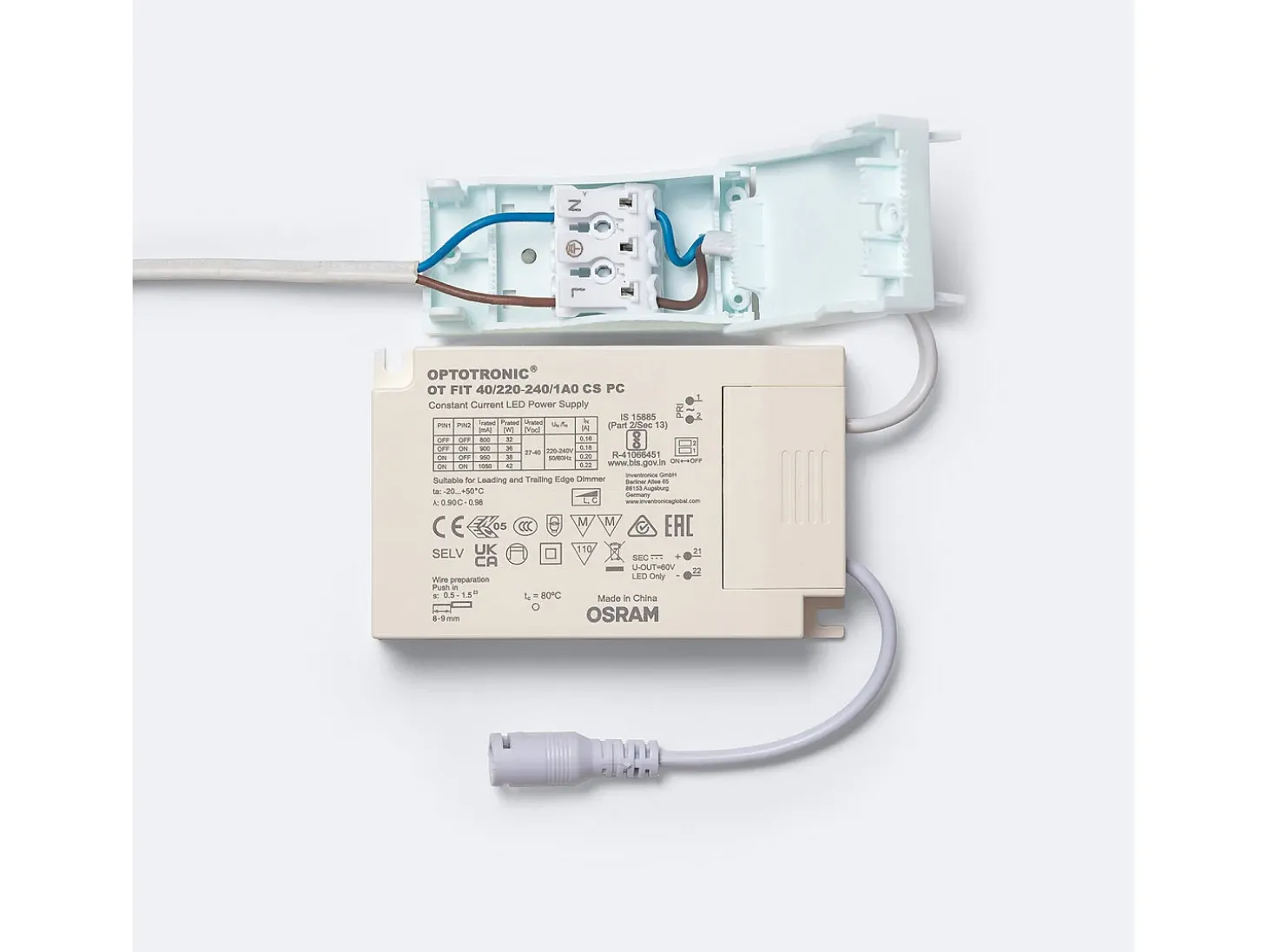 Panel LED 60x60 cm 40W 4000lm con Caja de Conexiones Rápidas y Cable de Seguridad 6000K Individual Blanco Frío OSRAM
