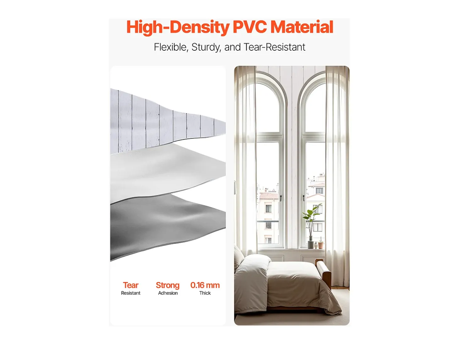 Papel Pintado Adhesivo de Pared SucceBuy, 45 cm x 15 m, Rollo Papel Pintado Autoadhesivo en Vinilo, Motivo Textura Madera Blanca, Impermeable