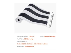 Papel Pintado Adhesivo de Pared SucceBuy, 45 cm x 15 m, Rollo Papel Pintado Autoadhesivo Vinilo, Motivo Geométrico Moderno Negro Blanco, Estanco