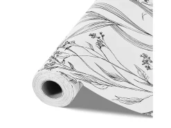 Papel Pintado Adhesivo de Pared SucceBuy, 45 cm x 10 m, Rollo Papel Pintado Autoadhesivo Vinilo, Motif Floral Botánico Blanco, Impermeable