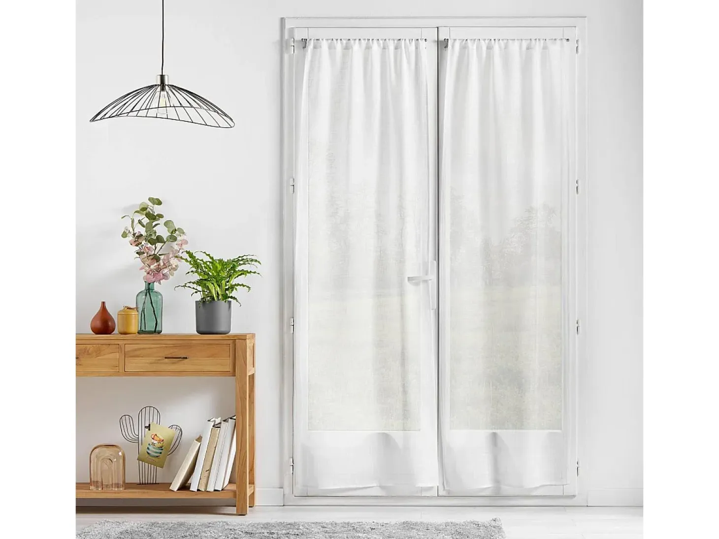 Par de Cortinas Haltona Blancas Efecto Lino Tejidas