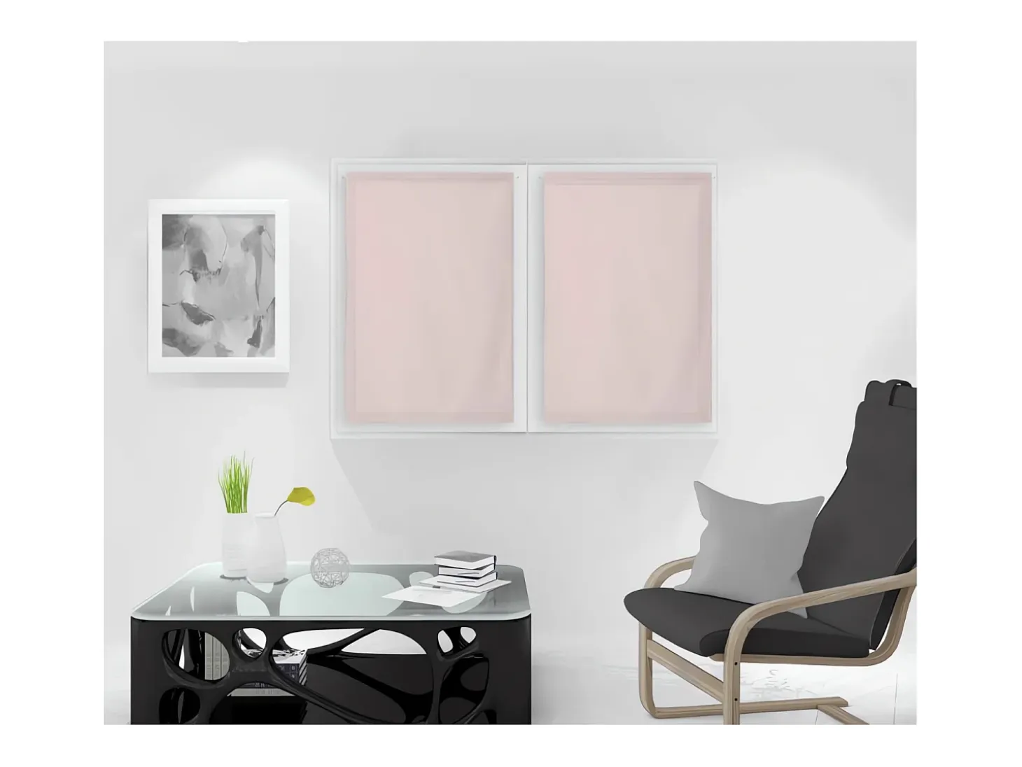 Par de visillos para ventana 60x90 cm DOLLY rosa