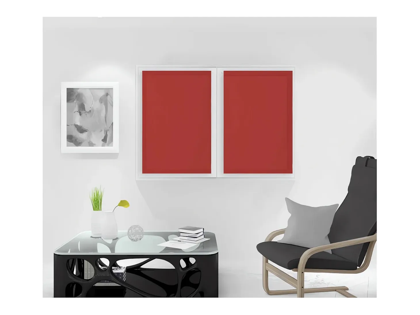 Par de visillos para ventana 60x90 cm DOLLY Rojo