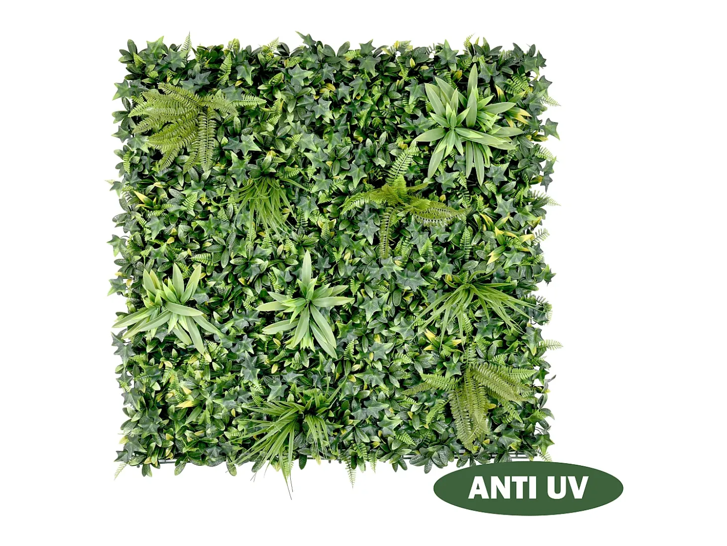 Pared vegetal sintética verde, protección anti-UV, pack de 1m², DELVIN