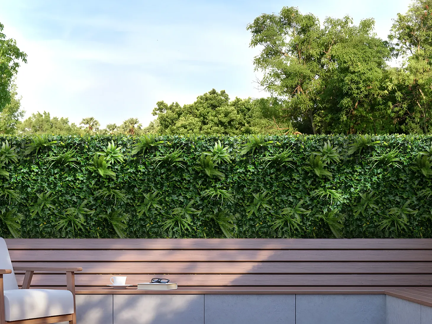 Pared vegetal sintética verde, protección anti-UV, pack de 1m², DELVIN