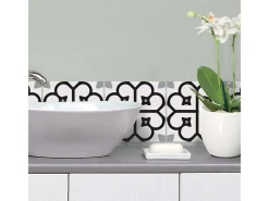 Pegatinas de azulejos 15 X 15 cm - Motivos floral en blanco y negro