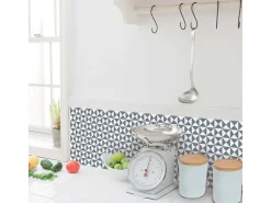 Pegatinas de azulejos 15 X 15 cm - Triángulos gris y blanco