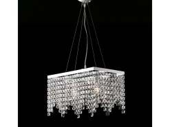 Penélope Suspensión en latón y hierro cromado 2 luces con pedrería L.48 X 30 BL31-2-CR