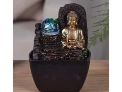 Pequeña fuente de resina de interior con Buda Theravada de LED