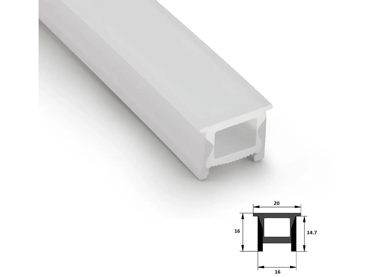 Perfil Neón SFLEX 20x16 Superficie/Empotrable Curva Vertical para Tira LED IP20 hasta 12 mm 50 m