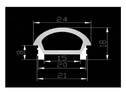 Perfil Neón SFLEX 24x18 Superficie Semicircular Curva Vertical para Tira LED IP20 hasta 15 mm 50 m