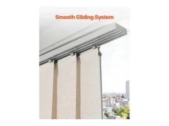 Persiana de Paneles SucceBuy con Riel Extensible, 116-218 cm de Ancho, Panel Japonés Vertical Ajustable hasta 243 cm de Altura, Marrón Claro