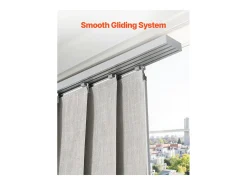 Persiana de Paneles SucceBuy con Riel Extensible, 116-218 cm de Ancho, Panel Japonés Vertical Ajustable hasta 243 cm de Altura, Gris Claro