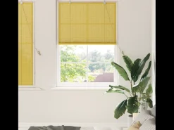 Persianas y Cortinas Opacas con Cortinas Amarillas 120 x 160 cm Bambú