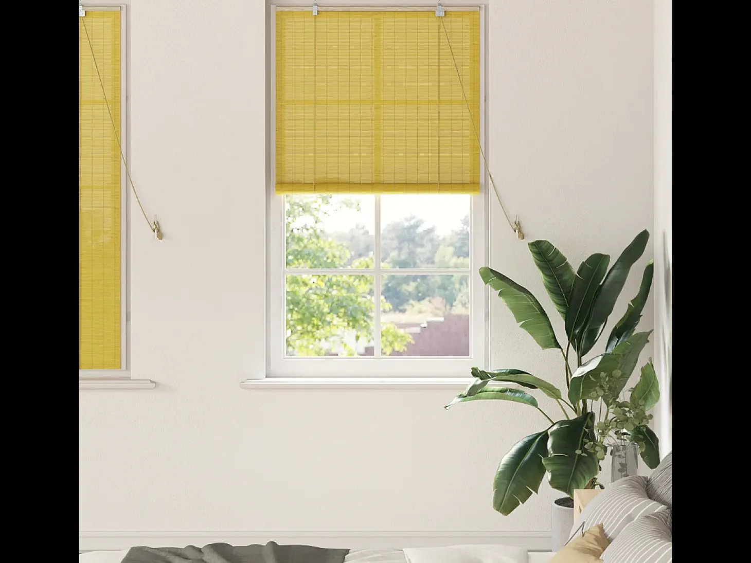 Persianas y Cortinas Opacas con Cortinas Amarillas 80x160 cm Bambú